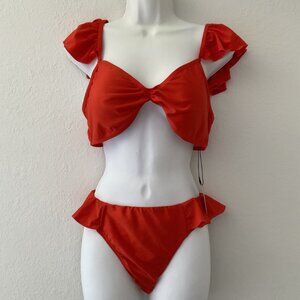 RUFFLED TWO PIECE BIKINI SWIMSUIT